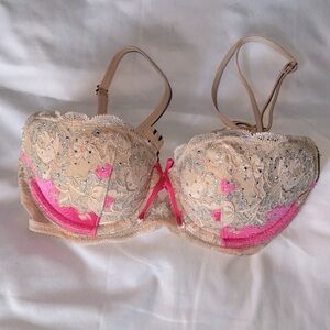 Victoria’s Secret Push Up Bra Very Sexy Crystal Balconette 2012 Rare Vintage 32B